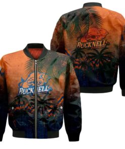 Bucknell Bison Bomber Jacket 3D Printed Coconut Tree Tropical Grunge - livanniespoon Store