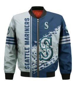 Seattle Mariners Bomber Jacket 3D Printed Logo Pattern In Team Colours - livanniespoon Store