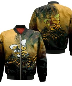 American International Yellow Jackets Bomber Jacket 3D Printed Coconut Tree Tropical Grunge - livanniespoon Store