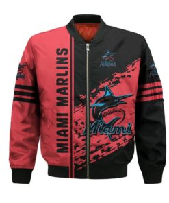 Miami Marlins Bomber Jacket 3D Printed Logo Pattern In Team Colours - livanniespoon Store