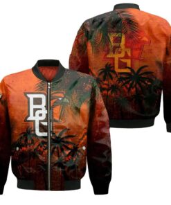 Bowling Green Falcons Bomber Jacket 3D Printed Coconut Tree Tropical Grunge - livanniespoon Store
