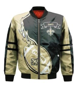 New Orleans Saints Bomber Jacket 3D Printed Flame Ball Pattern - livanniespoon Store
