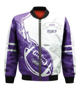 Niagara Purple Eagles Bomber Jacket 3D Printed Flame Ball Pattern - livanniespoon Store