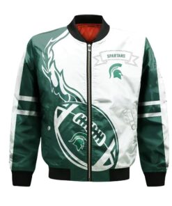 Michigan State Spartans Bomber Jacket 3D Printed Flame Ball Pattern - livanniespoon Store