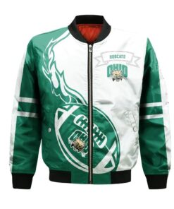Ohio Bobcats Bomber Jacket 3D Printed Flame Ball Pattern - livanniespoon Store