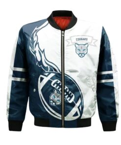 Mru Cougars Bomber Jacket 3D Printed Flame Ball Pattern - livanniespoon Store
