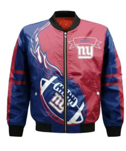 New York Giants Bomber Jacket 3D Printed Flame Ball Pattern - livanniespoon Store