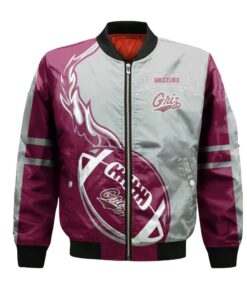 Montana Grizzlies Bomber Jacket 3D Printed Flame Ball Pattern - livanniespoon Store