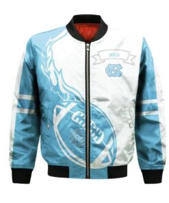 North Carolina Tar Heels Bomber Jacket 3D Printed Flame Ball Pattern - livanniespoon Store