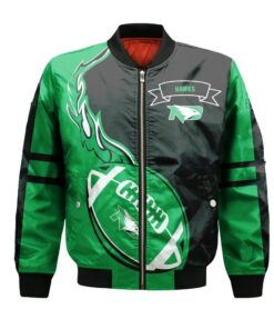 North Dakota Fighting Hawks Bomber Jacket 3D Printed Flame Ball Pattern - livanniespoon Store