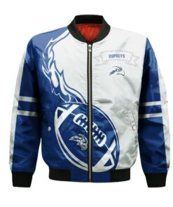 North Florida Ospreys Bomber Jacket 3D Printed Flame Ball Pattern - livanniespoon Store
