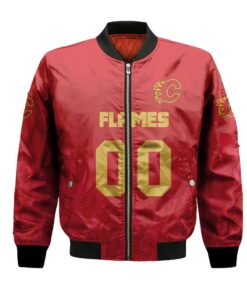 Calgary Flames Bomber Jacket 3D Printed Team Logo Custom Text And Number - livanniespoon Store