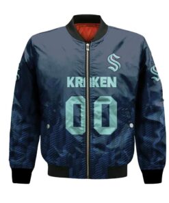 Seattle Kraken Bomber Jacket 3D Printed Team Logo Custom Text And Number - livanniespoon Store