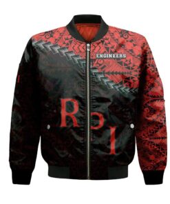 Rpi Engineers Bomber Jacket 3D Printed Grunge Polynesian Tattoo - livanniespoon Store