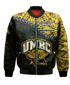 Umbc Retrievers Bomber Jacket 3D Printed Grunge Polynesian Tattoo - livanniespoon Store