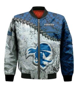 Seton Hall Pirates Bomber Jacket 3D Printed Grunge Polynesian Tattoo - livanniespoon Store