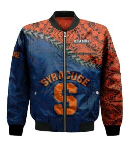 Syracuse Orange Bomber Jacket 3D Printed Grunge Polynesian Tattoo - livanniespoon Store