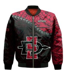 San Diego State Aztecs Bomber Jacket 3D Printed Grunge Polynesian Tattoo - livanniespoon Store