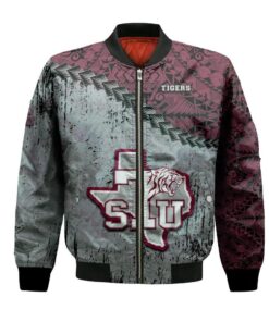 Texas Southern Tigers Bomber Jacket 3D Printed Grunge Polynesian Tattoo - livanniespoon Store