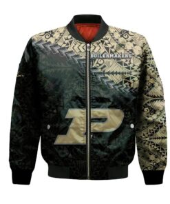 Purdue Boilermakers Bomber Jacket 3D Printed Grunge Polynesian Tattoo - livanniespoon Store