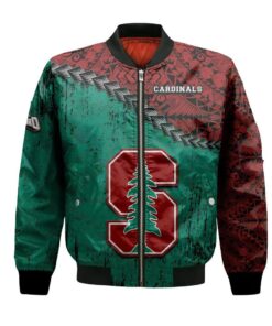 Stanford Cardinal Bomber Jacket 3D Printed Grunge Polynesian Tattoo - livanniespoon Store