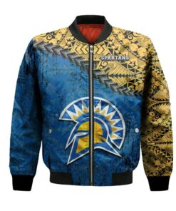San Jose State Spartans Bomber Jacket 3D Printed Grunge Polynesian Tattoo - livanniespoon Store