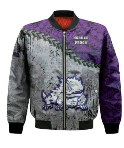 Tcu Horned Frogs Bomber Jacket 3D Printed Grunge Polynesian Tattoo - livanniespoon Store