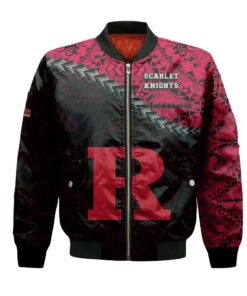 Rutgers Scarlet Knights Bomber Jacket 3D Printed Grunge Polynesian Tattoo - livanniespoon Store