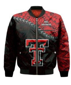 Texas Tech Red Raiders Bomber Jacket 3D Printed Grunge Polynesian Tattoo - livanniespoon Store