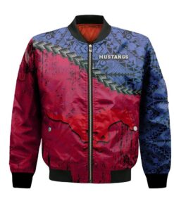 Smu Mustangs Bomber Jacket 3D Printed Grunge Polynesian Tattoo - livanniespoon Store