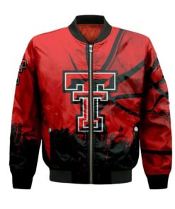Texas Tech Red Raiders Bomber Jacket 3D Printed Basketball Net Grunge Pattern - livanniespoon Store