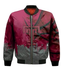 Temple Owls Bomber Jacket 3D Printed Basketball Net Grunge Pattern - livanniespoon Store