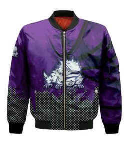 Tcu Horned Frogs Bomber Jacket 3D Printed Basketball Net Grunge Pattern - livanniespoon Store