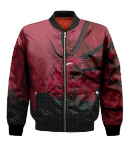 Washington State Cougars Bomber Jacket 3D Printed Basketball Net Grunge Pattern - livanniespoon Store
