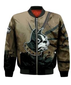 Wofford Terriers Bomber Jacket 3D Printed Basketball Net Grunge Pattern - livanniespoon Store