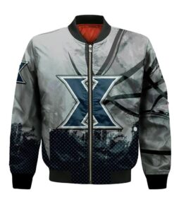 Xavier Musketeers Bomber Jacket 3D Printed Basketball Net Grunge Pattern - livanniespoon Store