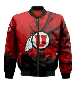 Utah Utes Bomber Jacket 3D Printed Basketball Net Grunge Pattern - livanniespoon Store