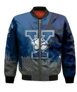 Yale Bulldogs Bomber Jacket 3D Printed Basketball Net Grunge Pattern - livanniespoon Store