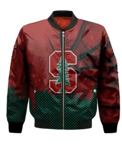Stanford Cardinal Bomber Jacket 3D Printed Basketball Net Grunge Pattern - livanniespoon Store