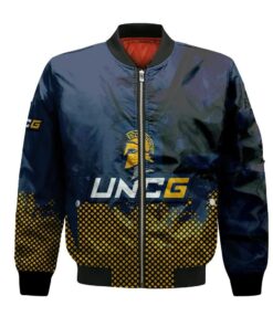 Unc Greensboro Spartans Bomber Jacket 3D Printed Basketball Net Grunge Pattern - livanniespoon Store