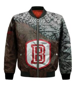 Bradley Braves Bomber Jacket 3D Printed Grunge Polynesian Tattoo - livanniespoon Store