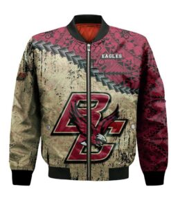 Boston College Eagles Bomber Jacket 3D Printed Grunge Polynesian Tattoo - livanniespoon Store