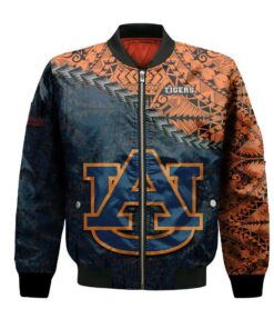Auburn Tigers Bomber Jacket 3D Printed Grunge Polynesian Tattoo - livanniespoon Store