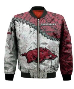 Arkansas Razorbacks Bomber Jacket 3D Printed Grunge Polynesian Tattoo - livanniespoon Store