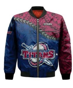 Detroit Mercy Titans Bomber Jacket 3D Printed Grunge Polynesian Tattoo - livanniespoon Store