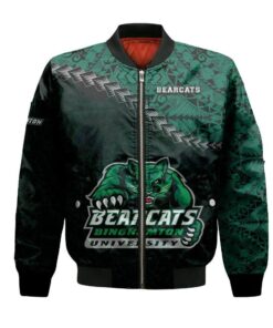 Binghamton Bearcats Bomber Jacket 3D Printed Grunge Polynesian Tattoo - livanniespoon Store