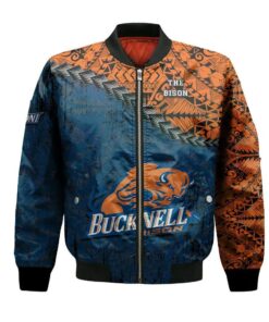 Bucknell Bison Bomber Jacket 3D Printed Grunge Polynesian Tattoo - livanniespoon Store