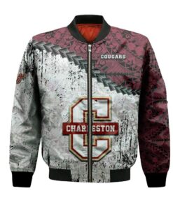 College Of Charleston Cougars Bomber Jacket 3D Printed Grunge Polynesian Tattoo - livanniespoon Store