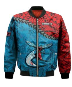 Delaware State Hornets Bomber Jacket 3D Printed Grunge Polynesian Tattoo - livanniespoon Store