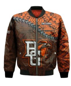 Bowling Green Falcons Bomber Jacket 3D Printed Grunge Polynesian Tattoo - livanniespoon Store
